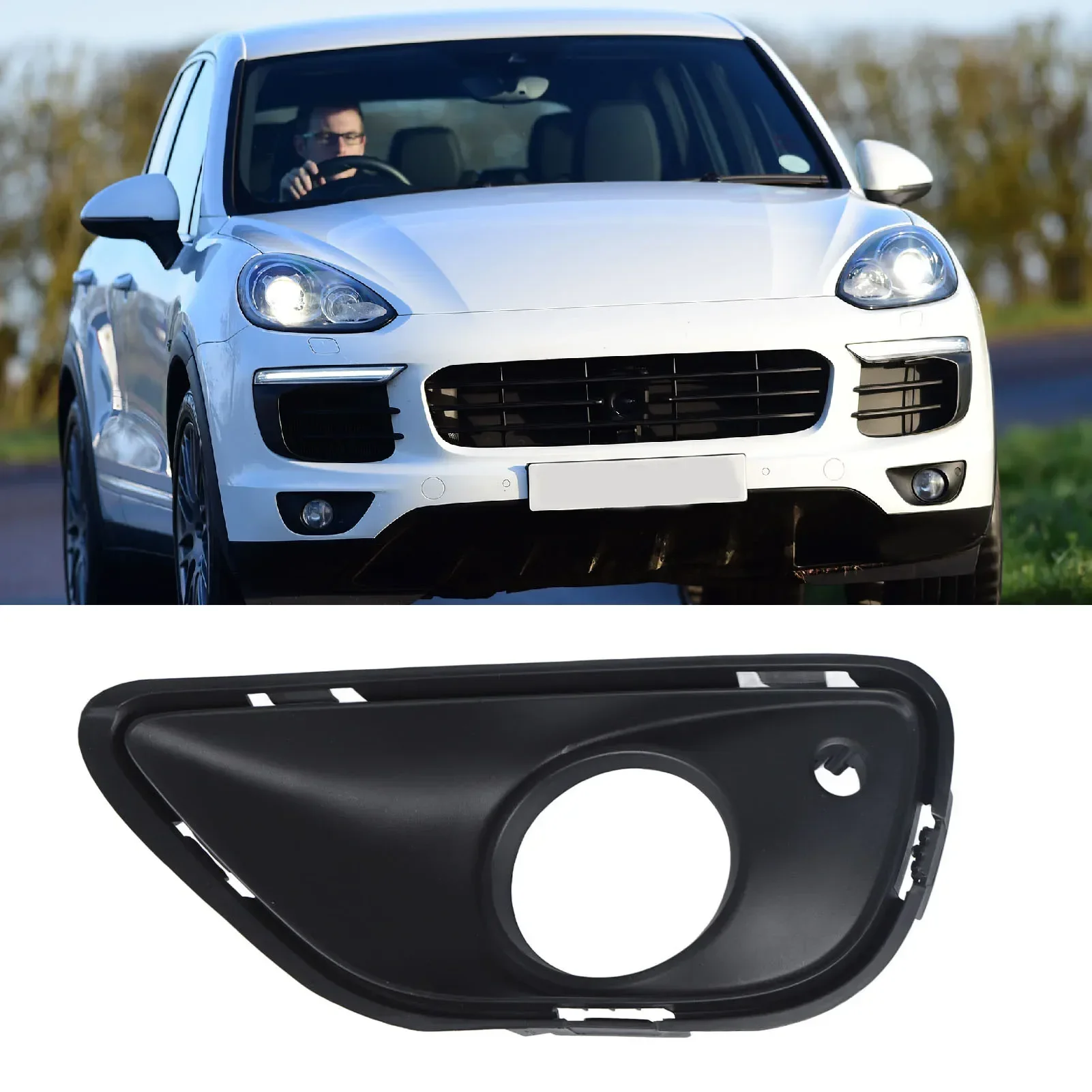 

Fog Light Frame Black Fog Lamp Bezel ABS OE 958505823009B9 For Porsche Cayenne 958 GTS 2015-2018 Not Turbo Replacement