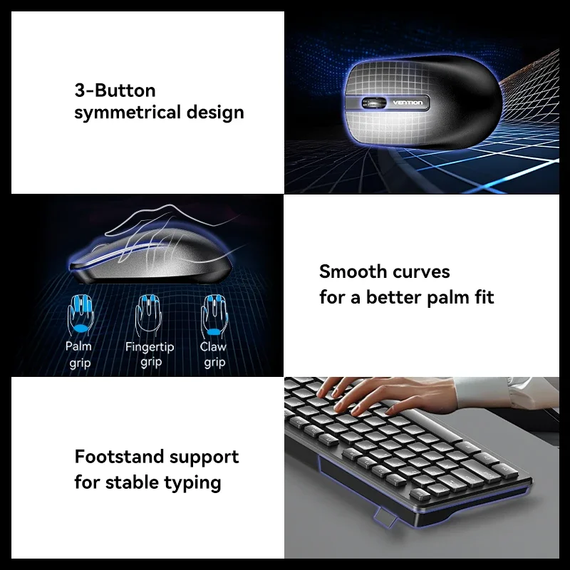 Vention Office Home Wireless Keyboard And Mouse Set Support English Spanish Computer Business Office Gaming Key Mouse Cover Kit