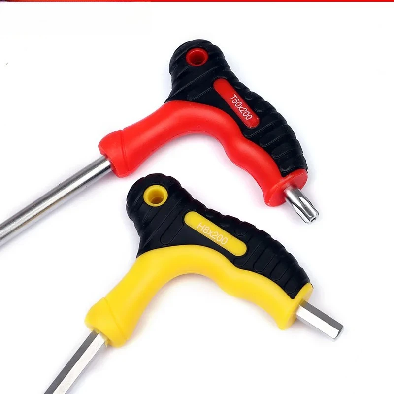 16PC T-Handle Hex Wrench Set - Plastic Grip Extended Ball Head Hex & Torx Star Wrenches view 2