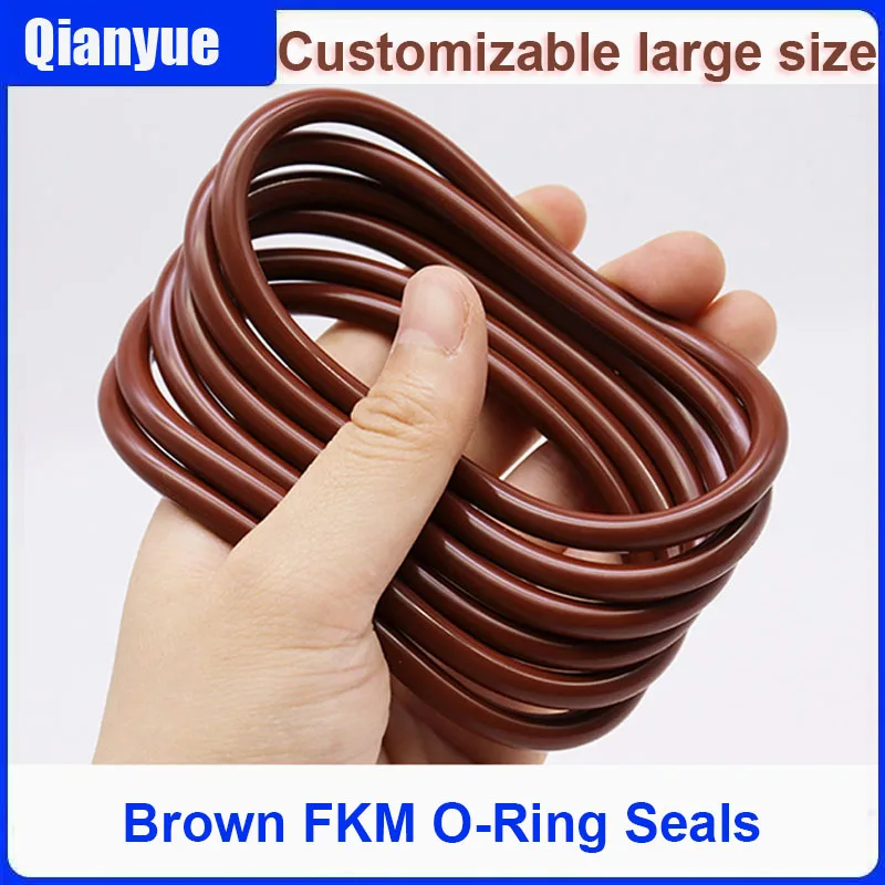 브라운 FKM O-링 씰 1/1.5/2/2.5mm 코드 x 3-100mm 외경, 고온 250 ° 화학물질 저항성, 최대 1000mm 맞춤형 사이즈