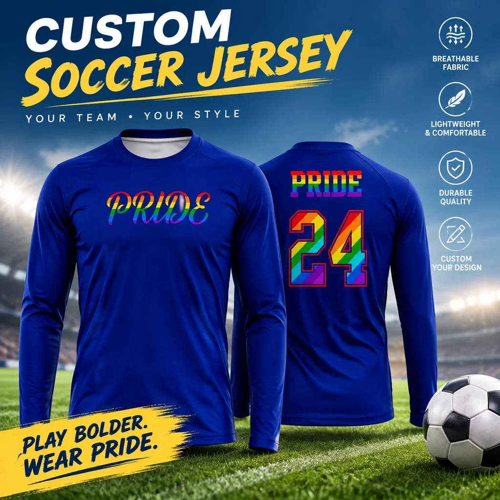 Custom Soccer Jersey Long Sleeve Men Boys DIY Print Name Number Team Uniform Training Kit Breathable Sportswear LGBTQ gift