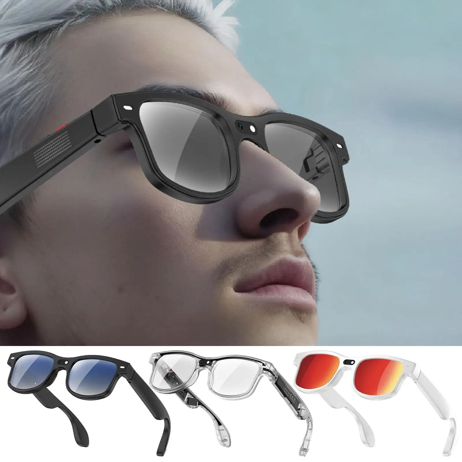 نظارات كاميرا مضادة للاهتزاز، نظارات شمسية ذكية تعمل بالذكاء الاصطناعي للعائلة والأصدقاء والرجال والعمل في المنزل والفصول الدراسية الداخلي والخارجي