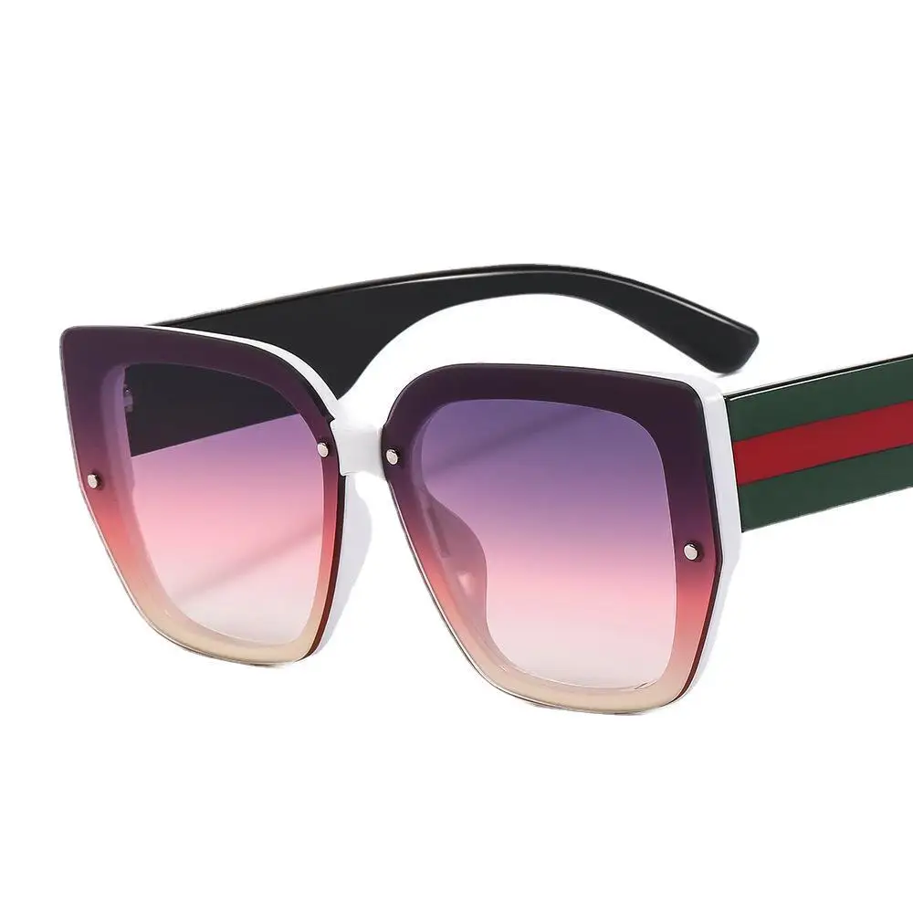 New Women's Driving Sunglasses Outdoor UV Protection Red and Green Stripe Inlaid Sunglasses European and American Glasses