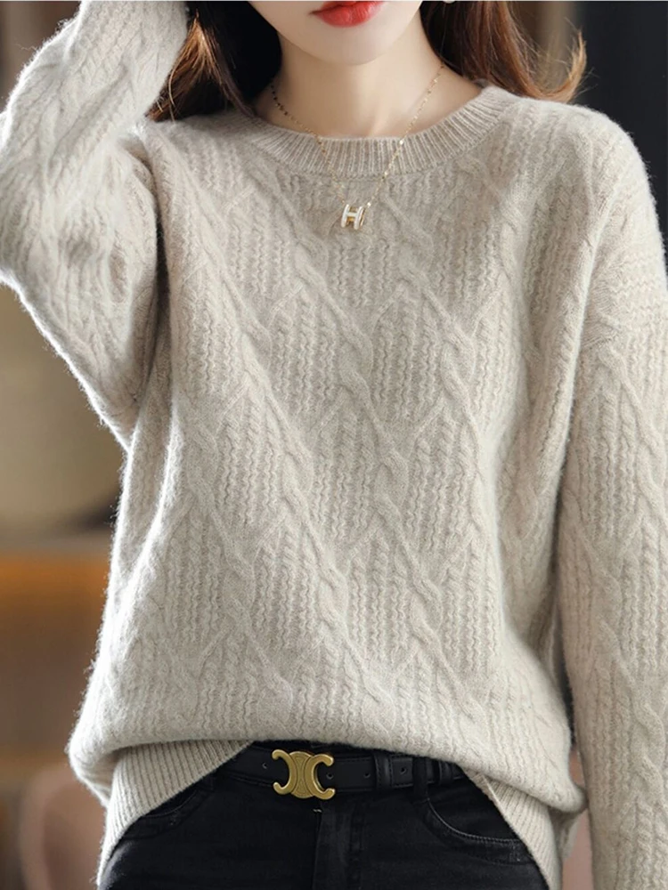 Fashion Loose Cashmere Women Sweater Autumn Winter Soft Warm Long Sleeve Solid Jumper Knitted Sweaters for Female Pullover Tops