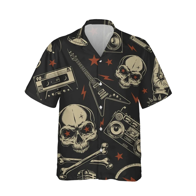 New Hawaiian Summer Shirt Men\'s Short Sleeve Tops 3d Print Oversized Hip Hop Shirts Rock Style Resort Casual Vintage Men Clothes