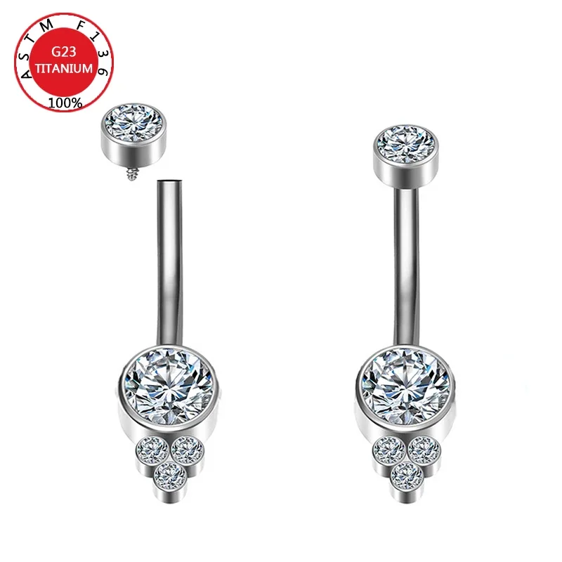 G23 Titanium Premium Gem Stone Belly Button Rings Body Piercing Jewellery 14G Navel Piercing Ring Jewelry for Women Wholesale