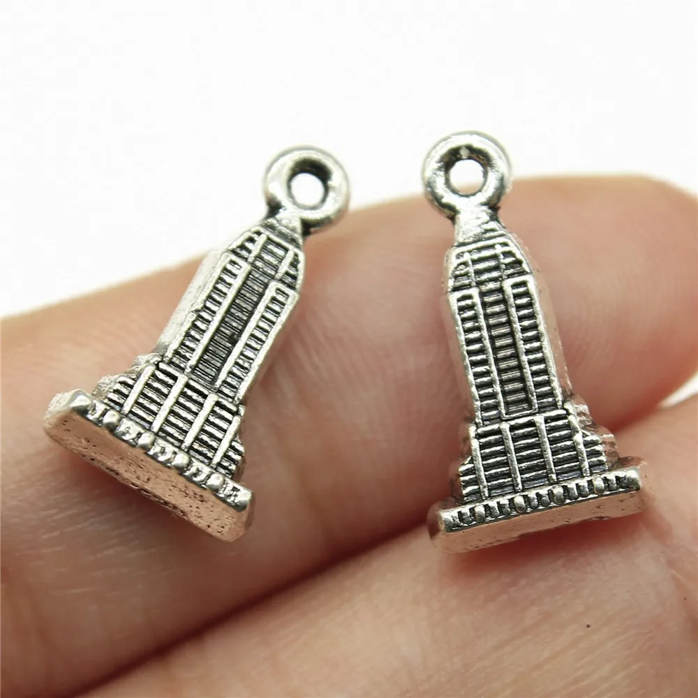 WYSIWYG 10pcs 18x10mm 2 Colors Antique Bronze Color Antique Silver Color Skyscraper Empire State Building Charms