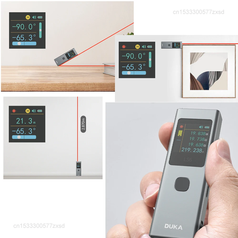 Imagem -05 - Xiaomi-duka Atuman Ls6 Telêmetro a Laser Medidor de Ângulo de Distância Doméstico Ferramentas de Medição Laser Recarregável Interior Line Marker 40m Novo