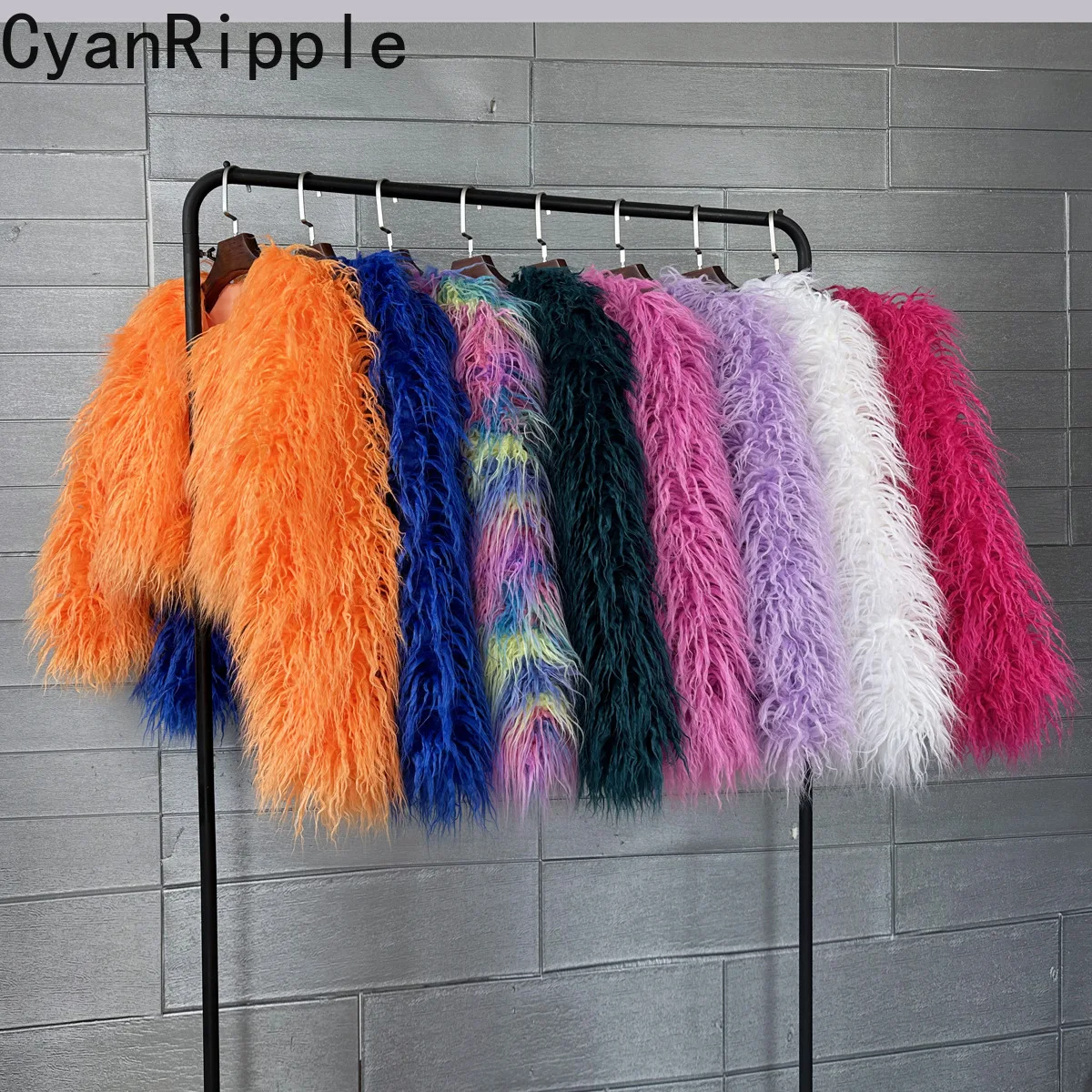 Imitation Beach Wool Short Cardigans Coat 2026 New Autumn Winter Round Neck Warm Overcoat Full Sleeve Women Faux Fur Jacket