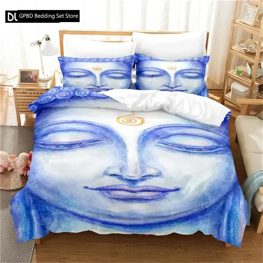 Buddha Statue Comfortable Duvet Quilt Cover Pillowcase Bedding Set Children Bedroom Decoration Home Textile