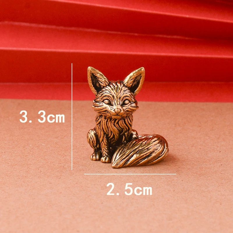 النحاس الثعلب تمثال لطيف الثعلب مصغرة التماثيل مكتب زخرفة الزينة اكسسوارات النحاس الحيوان النحت ديكور المنزل الحرف #6