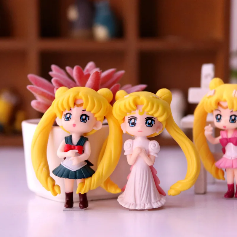 4Pcs Sailor Moon Doll Model Figurine Cute Anime Toy for Girls Room Decoration Birthday Gift Christmas Gift