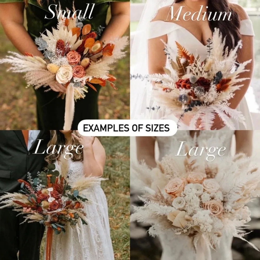 Dried Flowers,Blush Rose Strawflower Everlasting Bouquet Bride and Bridesmaids,Bouquet,Wedding Flowers