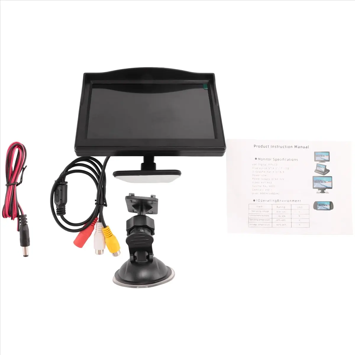 #54A 5 Inch 800X480 TFT Screen Monitor with Dual Mounting Bracket for Car,car monitor,(black)