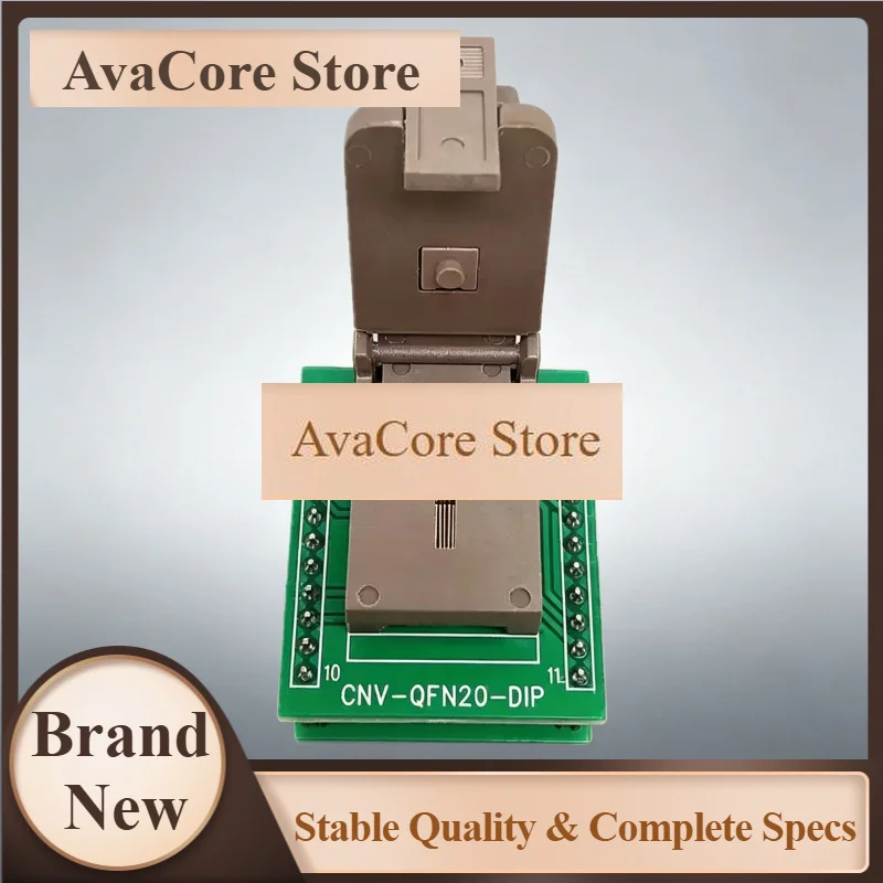 avacorecnv-qfn20-dip-qfn20-to-dip-programming-adapter-qfn20-04mm-pitch-3x3mm-burn-in-socket-qfn3x3-20l-04