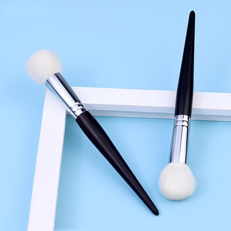 1pcs Goat Hair Blush Brush Stippling Makeup Brush Cosmetic Powder Natural Blooming Blusher Highlighter Contour Brushes