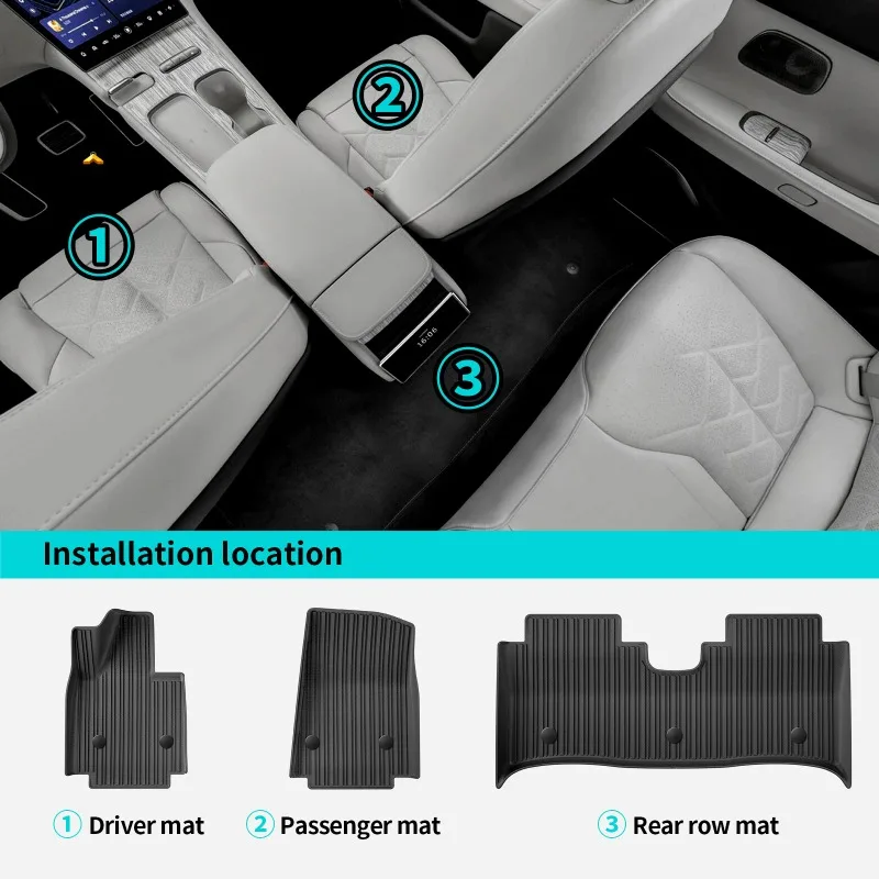 Картина 6: Коврики для NIO ET7 2022 2023 2024 Автомобильные коврики TPE 3D, коврики для багажника, всепогодные аксессуары (левый руль)