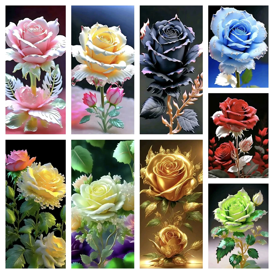 

New Flower Series Full Round Square Diamond Painting DIY 5D Diamond Painting Home Decoration Gift Rose Hanging Painting