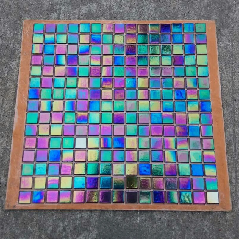 15mm Rainbow Iridescent Electroplate Crystal glass Mosaic Tiles, kitchen bathroom shower fireplace DIY Wall Decorate