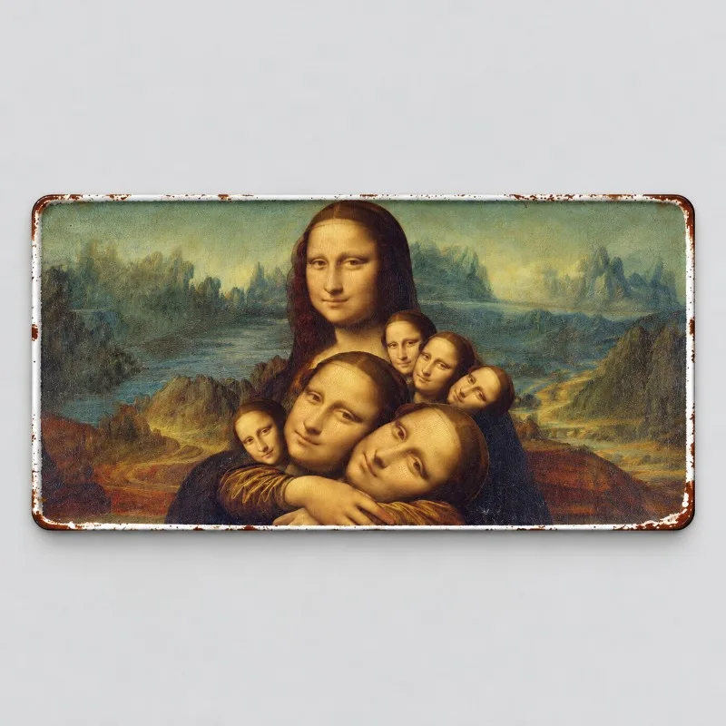 15x30cm Vintage Funny Toilet Sign Renaissance Art Portrait Poster Mona Lisa Wall Art Pictures Vintage Metal Brand Home  Dec