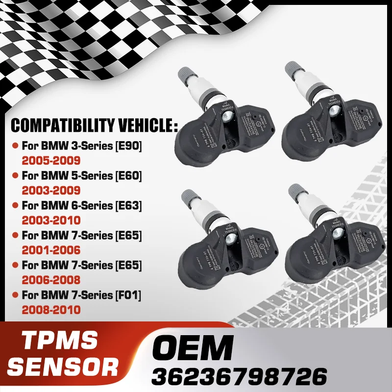 

For BMW 3-Series E90 BMW 5-Series E60 BMW 6-Series E63 BMW 7-Series E65 2001-2006 BMW 7-Series F01 Car TPMS Tire Pressure Sensor