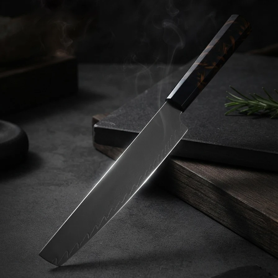 8 Inch Filleting Knife Double-edged Blade Damascus VG-10 Steel Cleaver Sashimi Meat Slicing Sushi Customizable Kitchen Knives