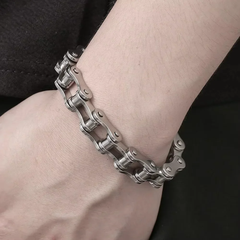 Edelstahl-Fahrradketten-Armband, Hochglanzpoliertes Personalisiertes Fahrradketten-Armband, Rostbeständiger Schmuck Geschenk – Detail 5