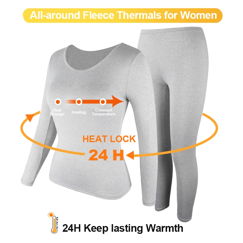 Thermal Underwear Set Women Winter Under Layer Clothes Lace V Neck Warm Fleece Pajamas Sets 2 Pieces Long John Top Legging