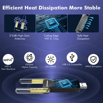 Comfast Sürücüsüz WIFI6 USB Adaptör USB3.0 Ağ Kartı 1800Mbps Wifi Alıcı 2.4G+5.8G Wi-Fi Dongle Win 10/11 Linux Android 10 best sales Wifi android - №1