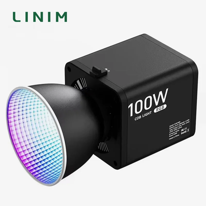 LINIM 100W RGB Built-in Battery LED COB Video Light Professional Photography Light Dimmable 2700-6500K For Studio Live Streaming