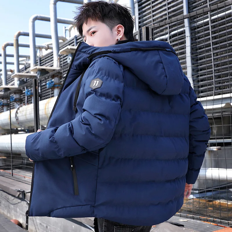 

Mens Overcoat Mens Winter Hooded Jacket Men's New Fashion Down Cotton Jacket Korean Style Casual Cotton Padded Parka Coat