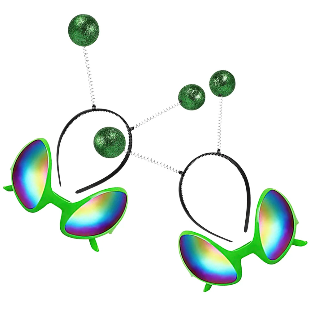 2 set di occhiali per capelli alieni con fascia per occhi, antenna per adulti, accessori pop, costume da bambino in plastica divertente