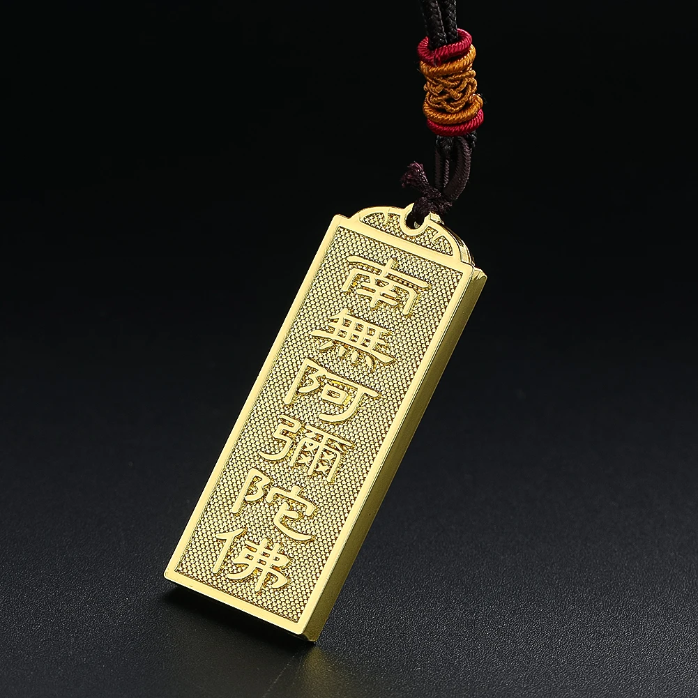 1PC Metal Six Character Truth Pendant Necklace Namo Amitabha Alloy Pendant Temple Charms Gift for Buddhist Believers