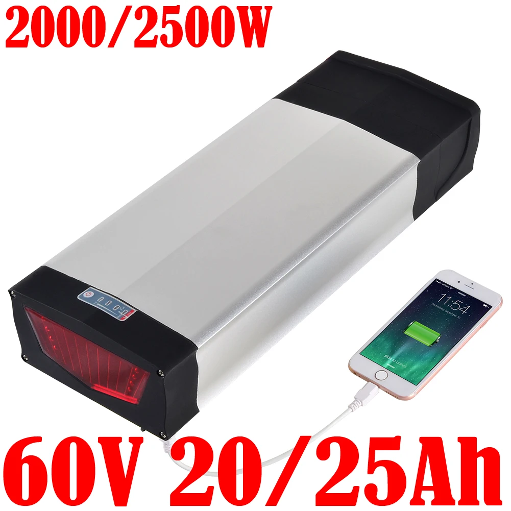 

eBike Battery 18650 cell 60V 1500W 2000W 2500W Electric Scooter Battery 60V 15AH 18AH 20AH 25Ah Electric Bike Lithium Battery