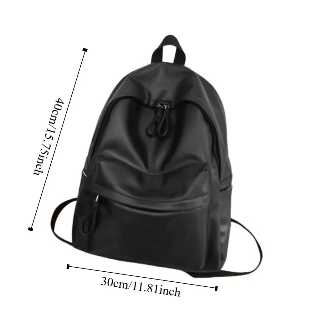 1Pcs New Large Capacity PU Leather Backpack Solid Color Portable School Bag Unisex Waterproof Couple Backpack Men Women