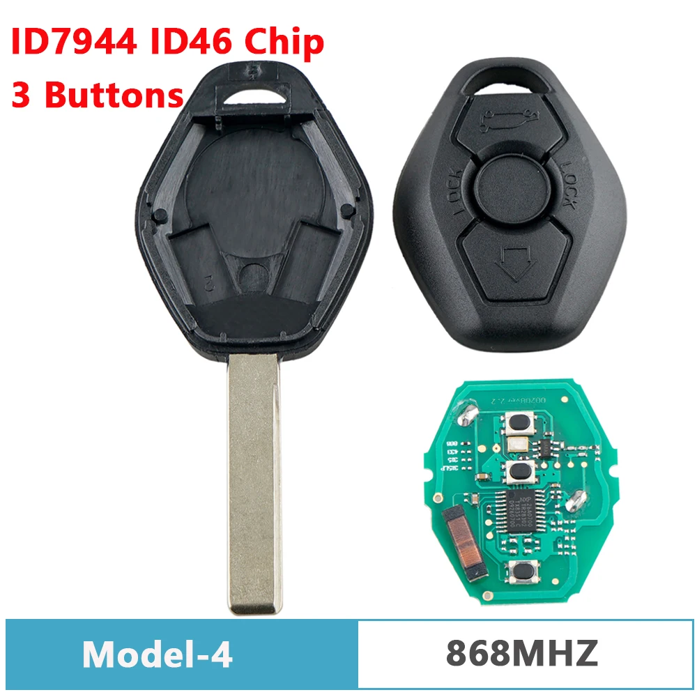 3 Buttons 433MHz/315MHz/868MHz Remote Key with ID46/7944 Chip Fit for BMW CAS2 3/5 Series E46 E60 E83 E53 E36 E38 Car Remote Key