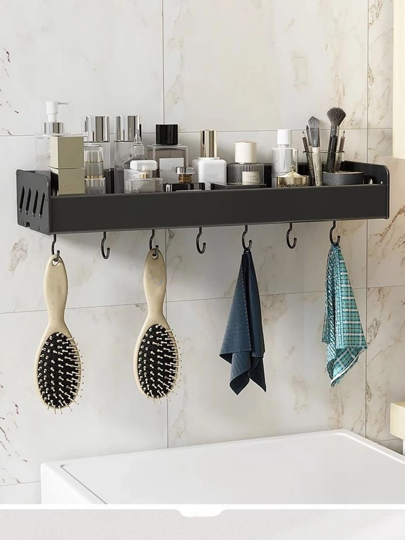 Kitchen Organizer Shelf Set Wall-mounted Seasoning Holder Punch-free Aluminum Kitchen Storage Shelf Set kitchen storage rack