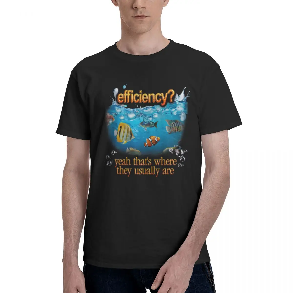Men Efficiency Fish In Sea Frutiger Aero T Shirt Streetwear O-neck Cotton T Shirts