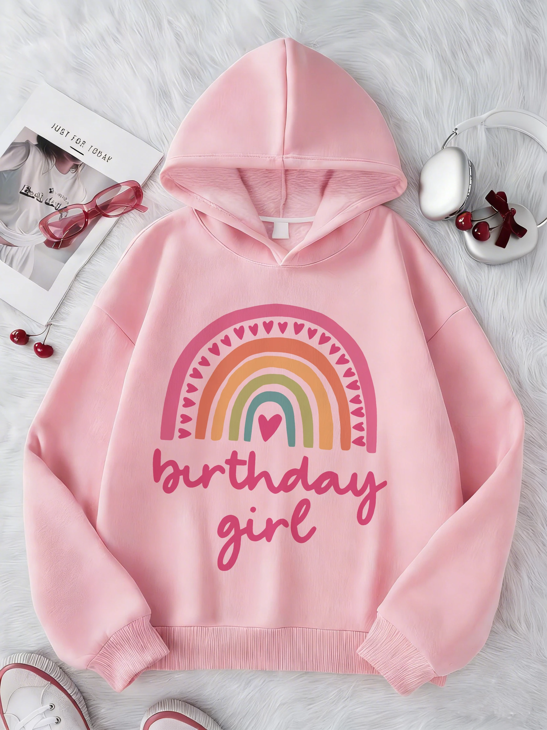 Kapuzenpullover, Regenbogen-Liebes-Geburtstags-Mädchen-Design, Kinder-Sweatshirt, süßer Kapuzenpullover für Jungen und Mädchen, Herbst und Winter, lässig