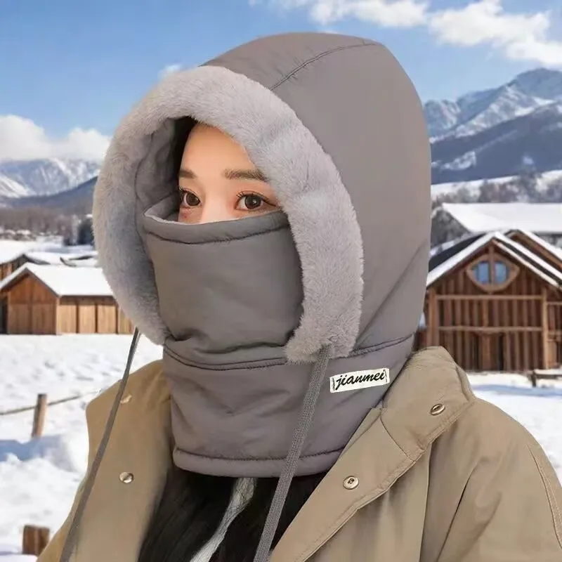 

Winter Unisex Thermal Lei Feng Hat - Fleece-Lined Thickened Cold-Proof Mask & Scarf 2-in-1, Outdoor Windproof Cycling Head Cover