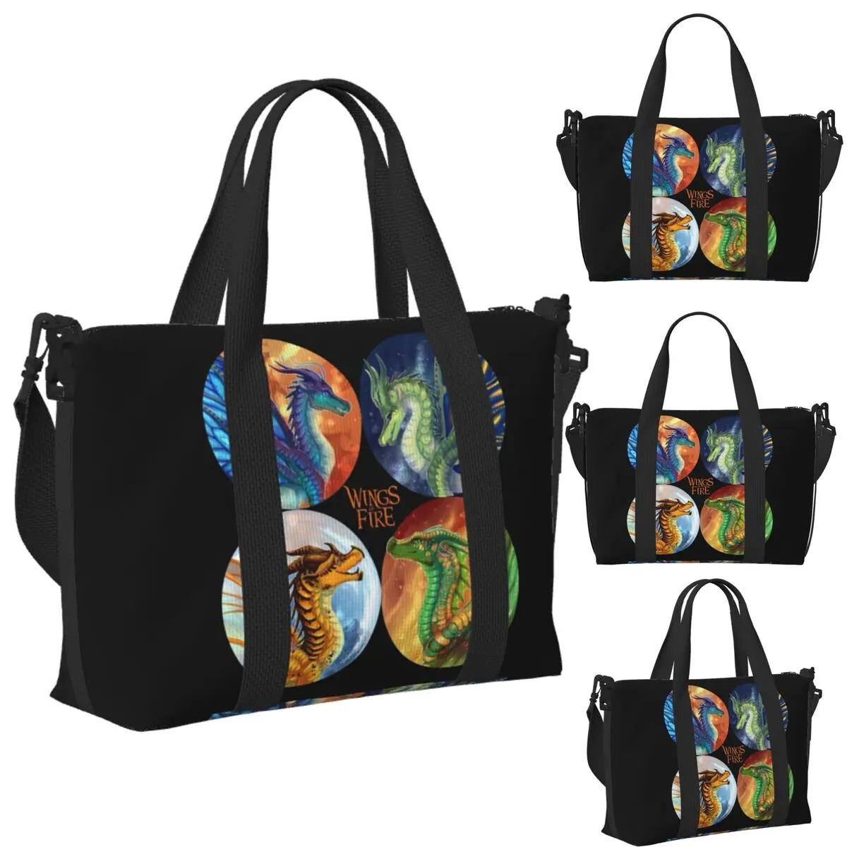 

Custom Wings Of Fire Beach Travel Bag Large Capacity Tote Bags for Gym Sport Women Shopping Duffle Shoulder Bag
