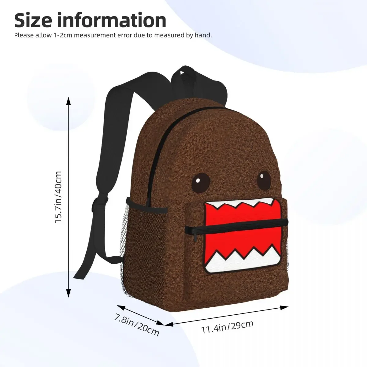 Cute Cartoon Domo Kun Student Backpack School Bag Hiking Travel Daypack for Men Women Fashion Bookbag Shoulder Bags