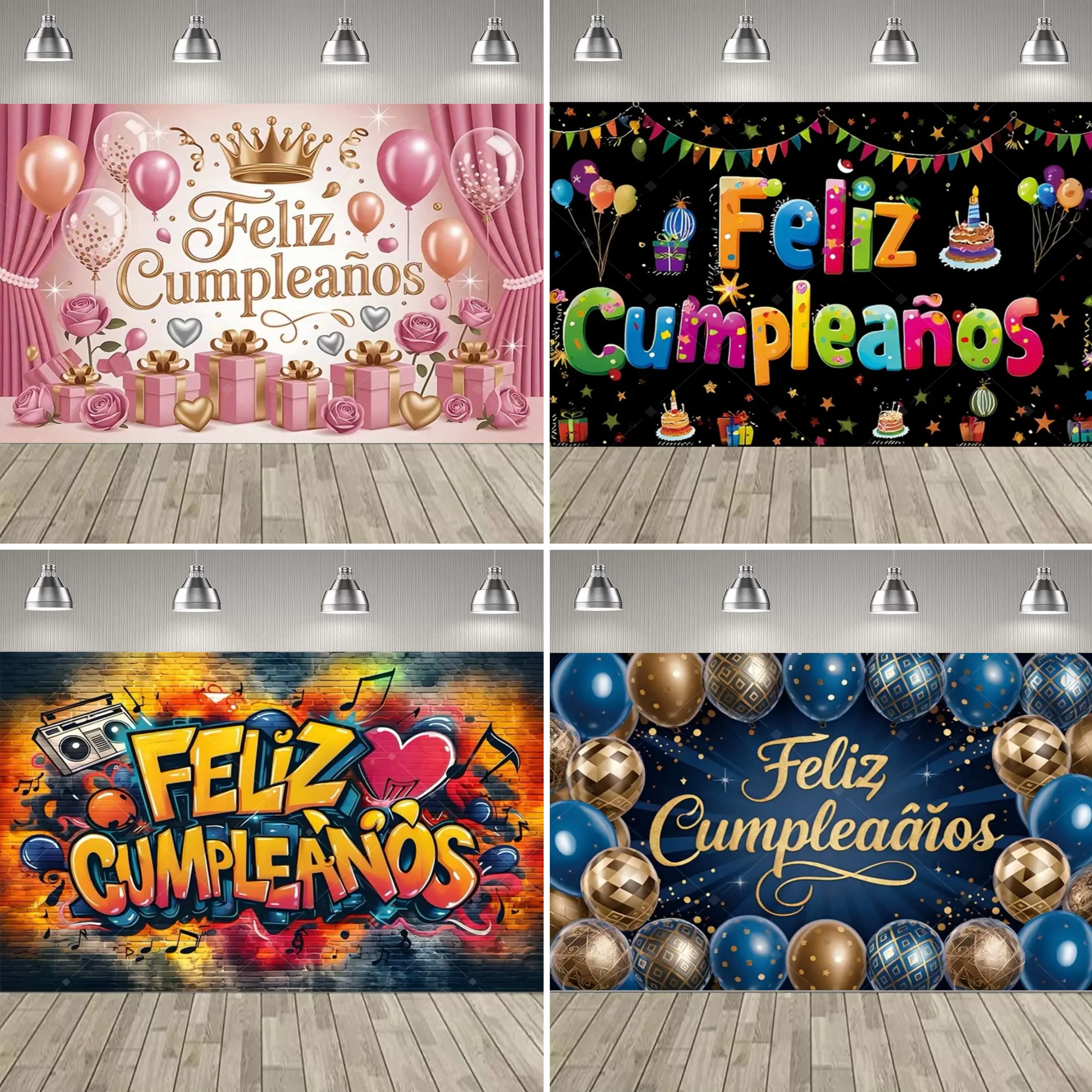 Bunte spanische alles Gute zum Geburtstag Party Dekor Hintergrund Feliz Cumpleaños Thema Party liefert Dekoration Banner Foto Requisiten Geschenk