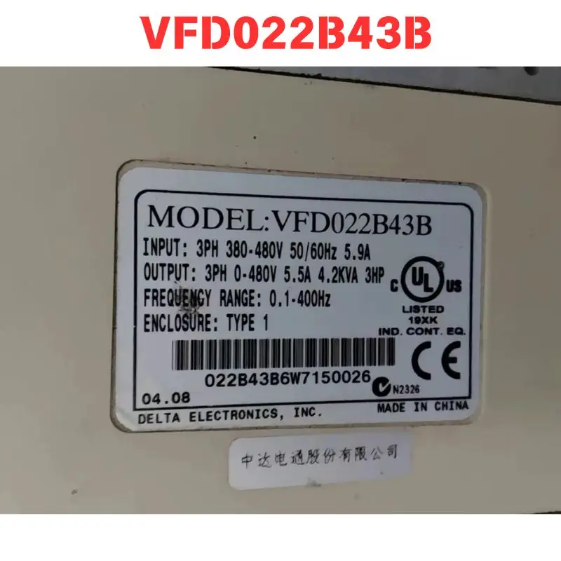 Used OEM disassembled parts VFD022B43B inverter Functional test OK