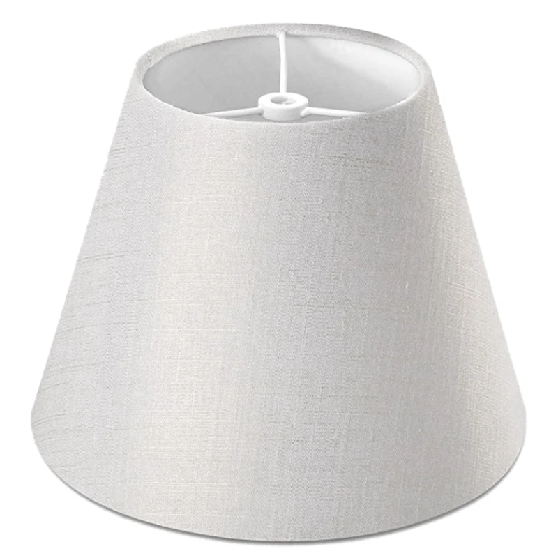 Lamp Shade Linen Fabric White Lamp Shade Small 5 Inch Top Diameter x 9 Inch Bottom Diameter x 7 Inch Tall (White with Gold