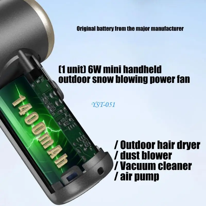E15A Wireless Rechargeable Mini Blower Fan Four Adjustment Wind Speeds Efficient