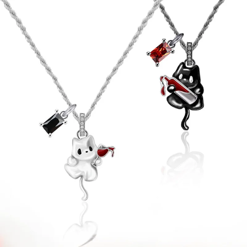 Funny sweet cute alcoholic necklace creative little ghost necklace gift for girlfriends