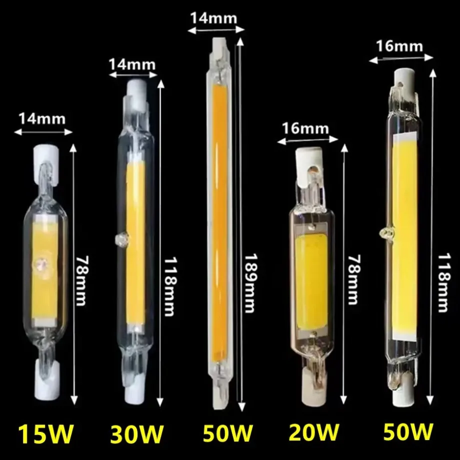 YzzKoo R7S LED COB Glass Tube 78mm 189mm 118mm J78 J118 High Power COB Light Bulb AC 110V 220V Home Replace Halogen Lamp