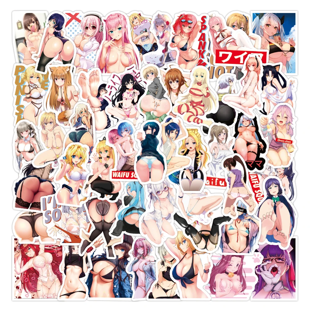 50pcs Cute Two-dimensional Sexy Anime Girl Series Graffiti Stickers Suitable for Wall Room Decoration DIY Sticker Pack Wholesale