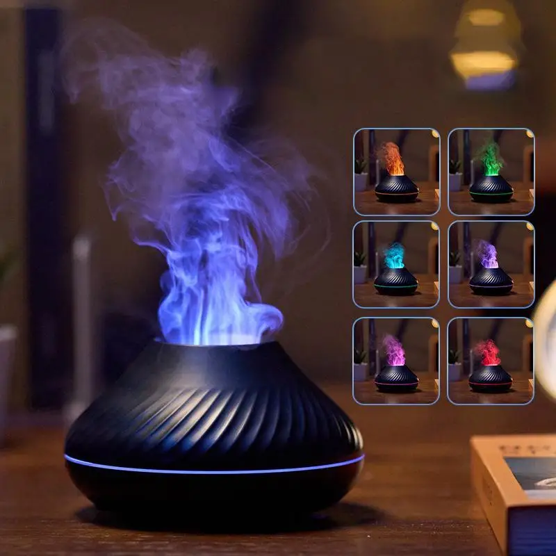 USB Powered Flame Design  Diffuser, 1 Piece Flame Light Essential Oil Diffuser, 130ml Portable Air Humidifier, Creative Volcano